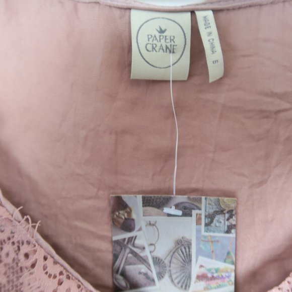 NWT Paper Crane Camisole Pink Mauve Lace Small Tank Top - Picture 7 of 9